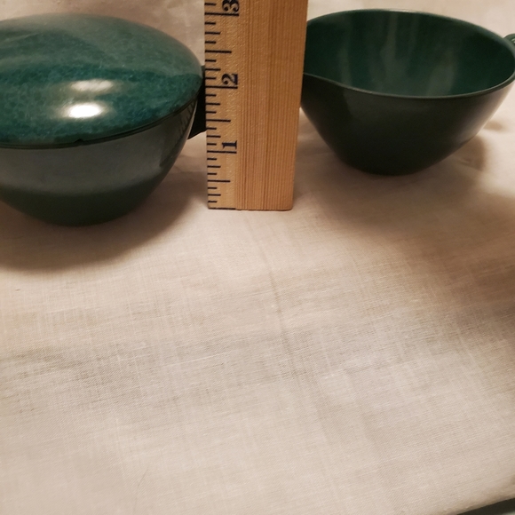 Color-Flyte Mid Century Moderne Creamer + Sugar Branchelle Dk Green - Picture 3 of 9